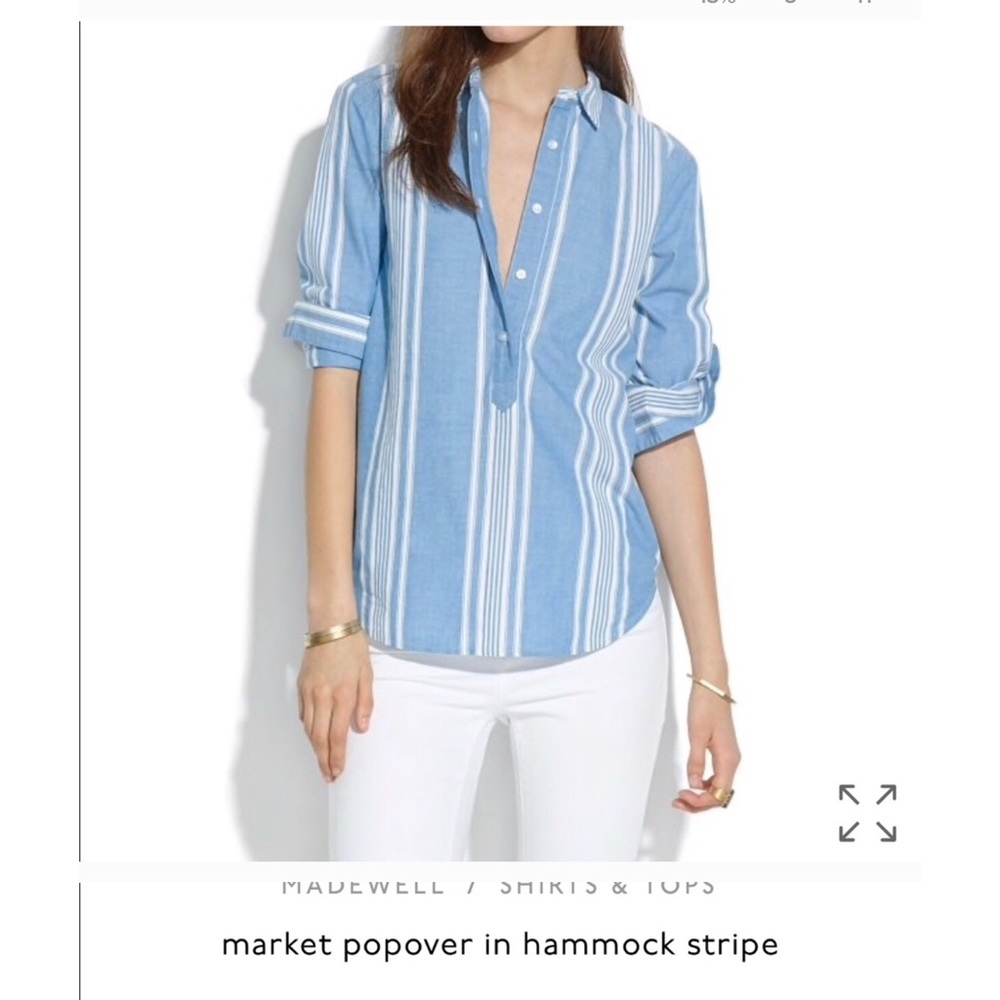 Madewell market popover in hammock stripe. Size L